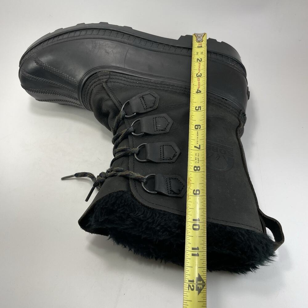 Sorel Caribou Winter Boots Mens Size 10 Waterproof Black Leather Lined Lace Up - Picture 5 of 11